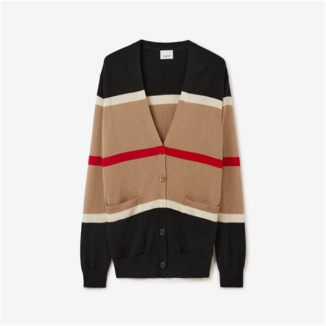 checked cashmere knit sweater camel burberry deutschland|Striped Cashmere Silk Cardigan in Camel .